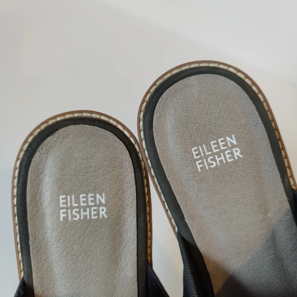 Eileen Fisher Telly Recycled Stretch Knit Wedge Sandal in gray